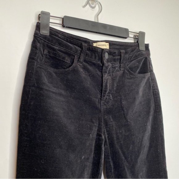 L’AGENCE Margot High Rise Corduroy Skinny Jeans in Lead Black - Picture 3 of 9